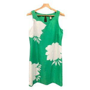 NWT - Kelly Green and White Peony Satin Dress